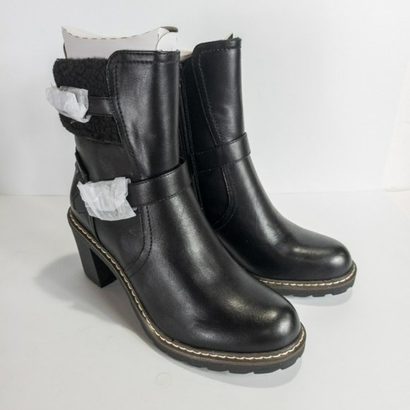 Olivia Miller Storm Chunky Heel Booties Black -9 - Picture 2 of 4